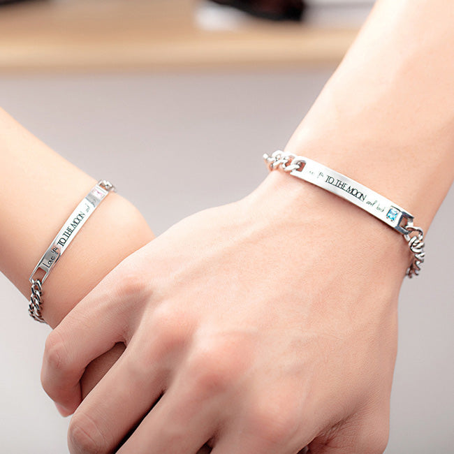 King Queen Matching Couple Bracelets with Custom Engraving