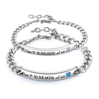 King Queen Matching Couple Bracelets with Custom Engraving