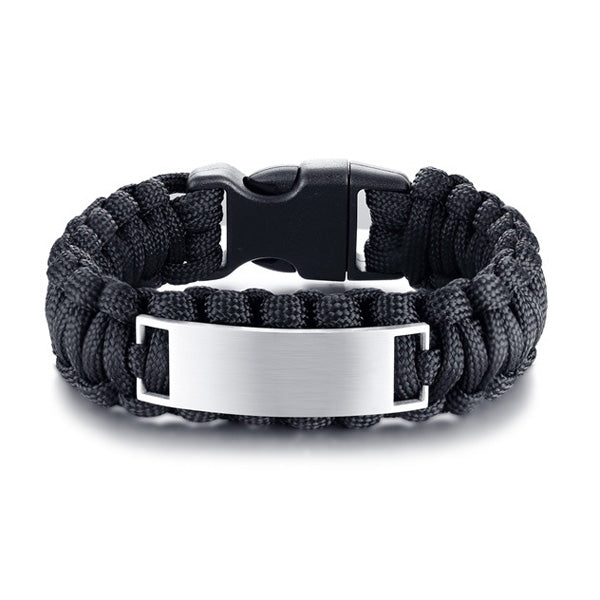 Personalized Mens Paracord Survival Bracelet Stainless Steel