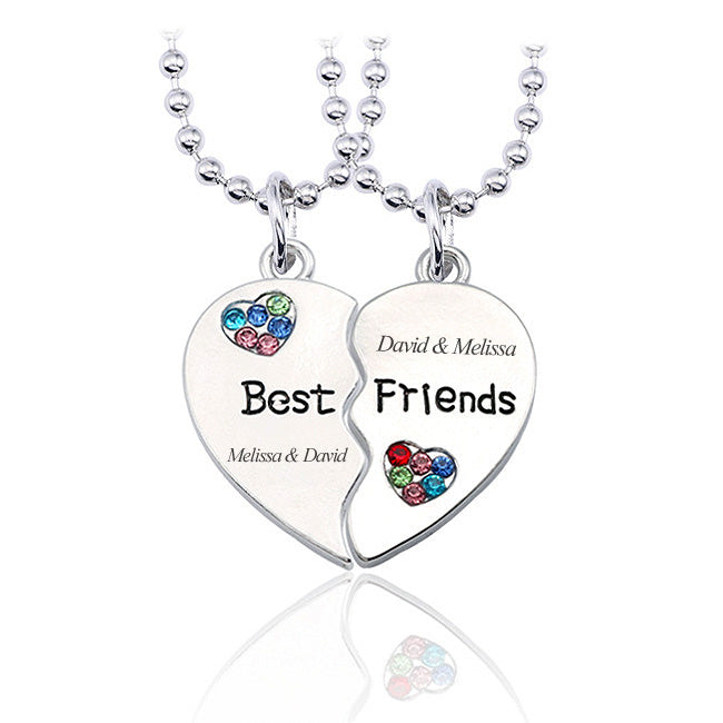 Bff Hearts Matching Necklaces Christmas Gift