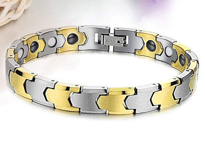Gold Plated Tungsten Mens Sports Magnetic Bracelet