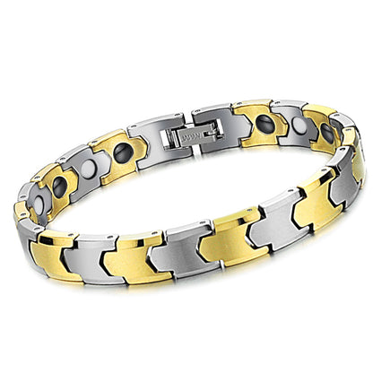 Gold Plated Tungsten Mens Sports Magnetic Bracelet