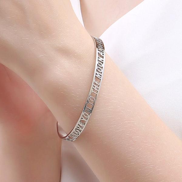 Love you to the Moon and Back Cuff Bangle for Her