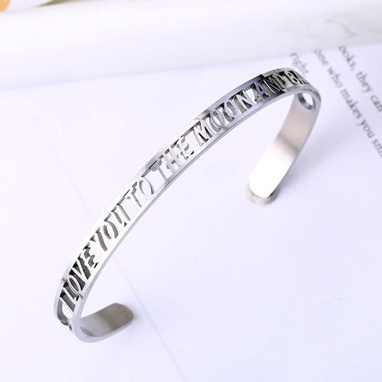 Love you to the Moon and Back Cuff Bangle for Her