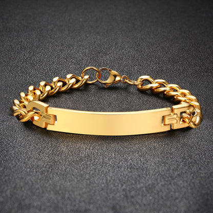 Engraved Mens Promise Bracelet Stainless Steel Gold