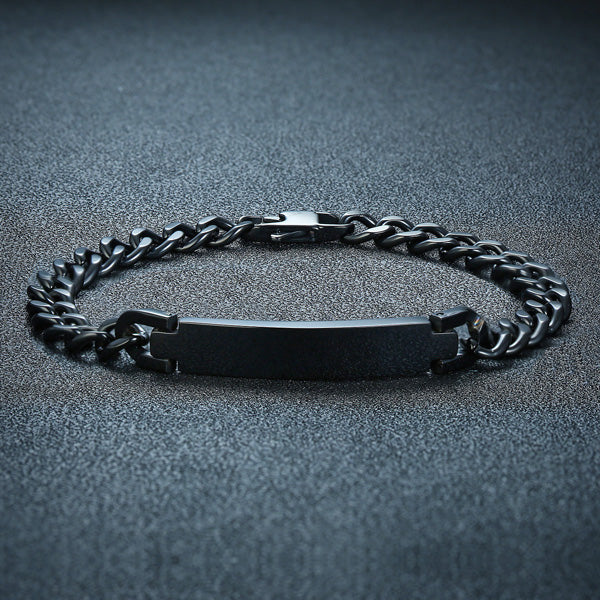 Custom Mens Bracelet Gift Stainless Steel Black