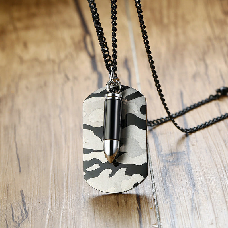 Military Nametag Cremation Bullet Necklace