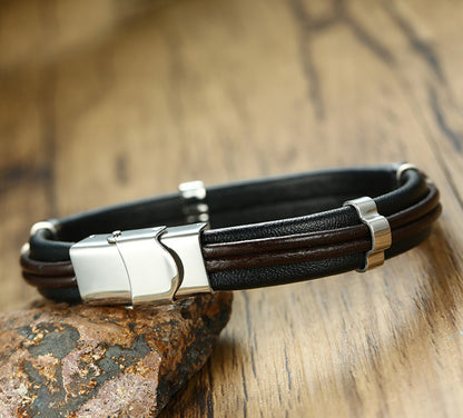 Customized Leather Mens Love Bracelet