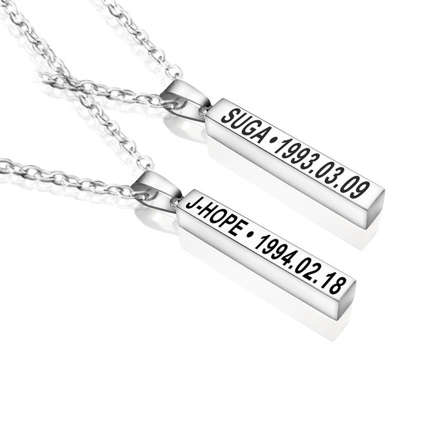 Personalized Bar Couple Necklaces Gift for Him and Her