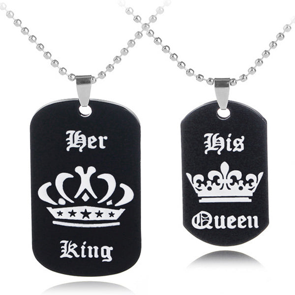 Her King His Queen Necklaces Gift for Girlfriend Boyfriend