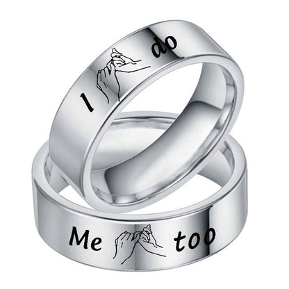 Custom I Do Couple Wedding Rings Titanium