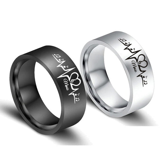 Heart beat Couple Promise Rings Anniversary Gift
