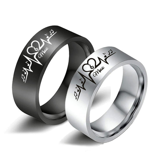 Heart beat Couple Promise Rings Anniversary Gift