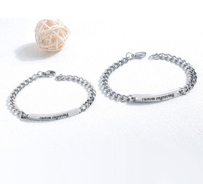 Engraved Matching Couple Bracelets Set for 2