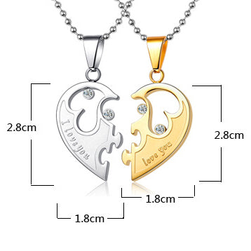 Engraved Half Heart Matching Necklaces for Couple