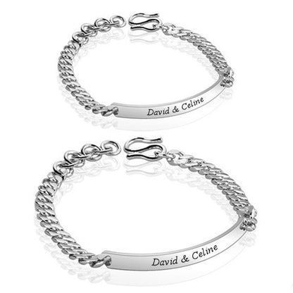 Name Plate Charm Bracelets for Men and Women Sterling Silver