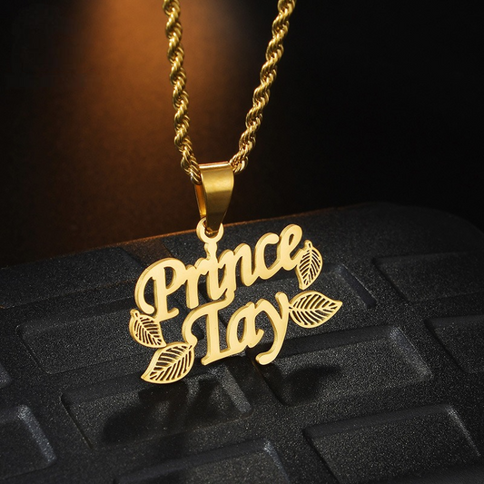 Hollow Leaf Personal Name Necklace