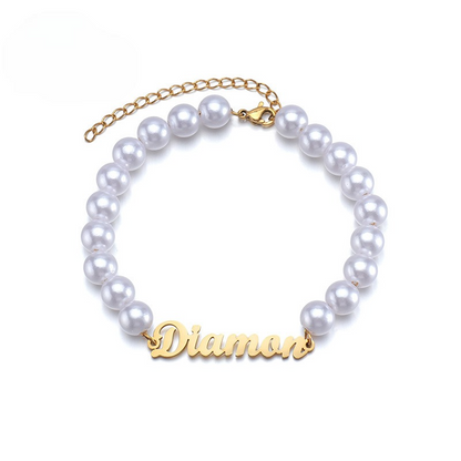 Pearls Bracelet with Custom Name