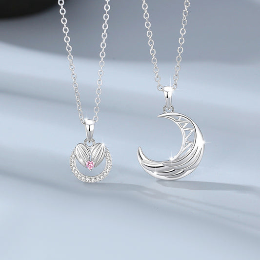 Sun and Moon Necklaces Set for Two - Sterling Silver