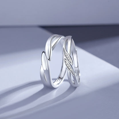 Engravable CZ His and Hers Mobius Rings Set