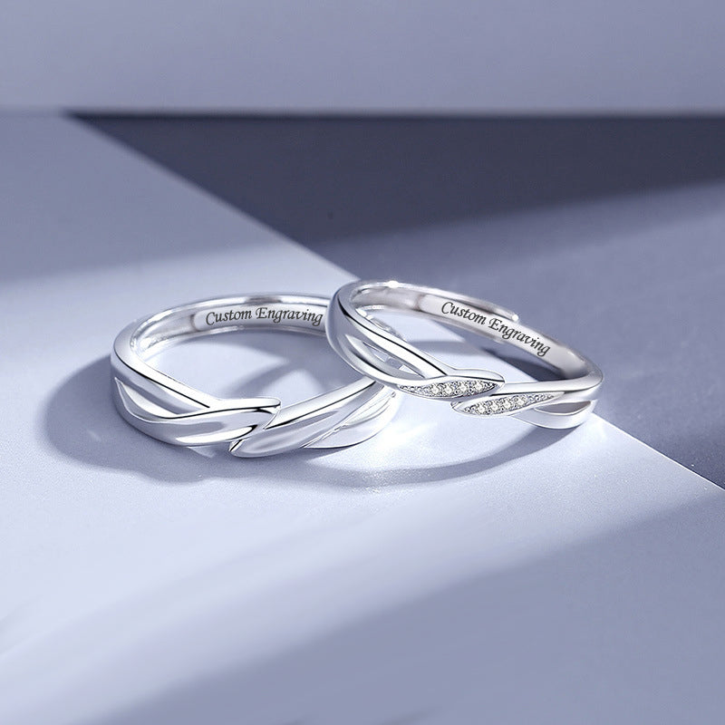 Engravable CZ His and Hers Mobius Rings Set