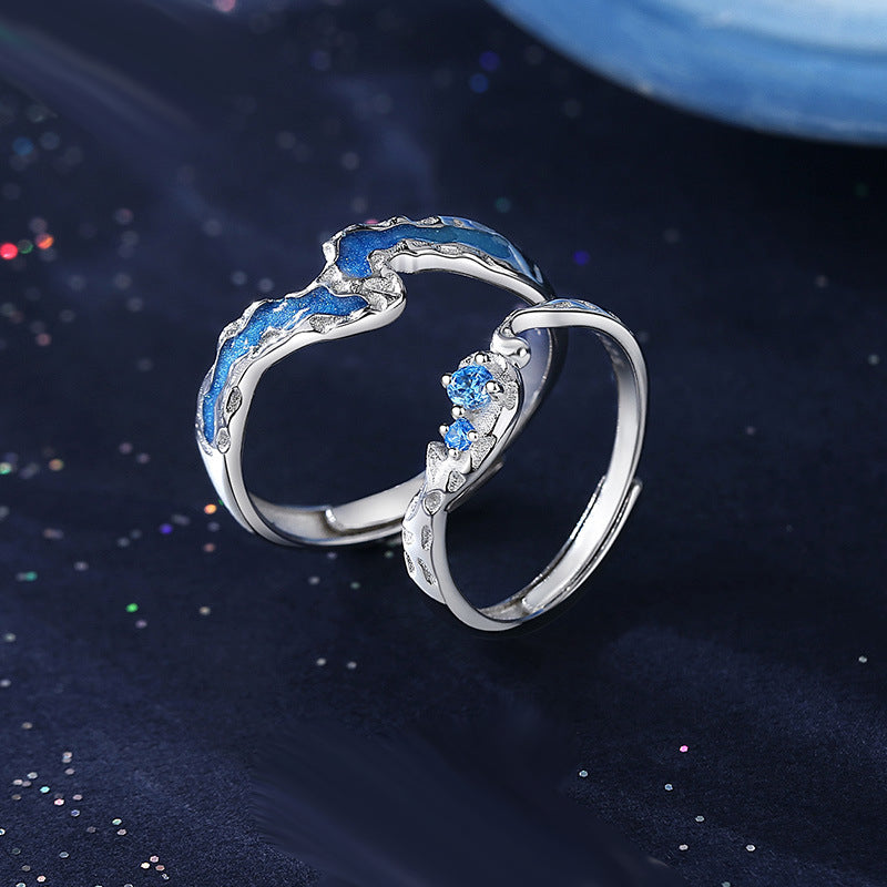 Engraved Galaxy His and Hers Rings Set