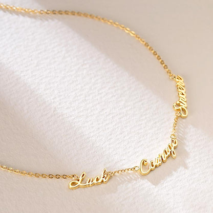 Personalized 3 Names Necklace Gold Plated Silver