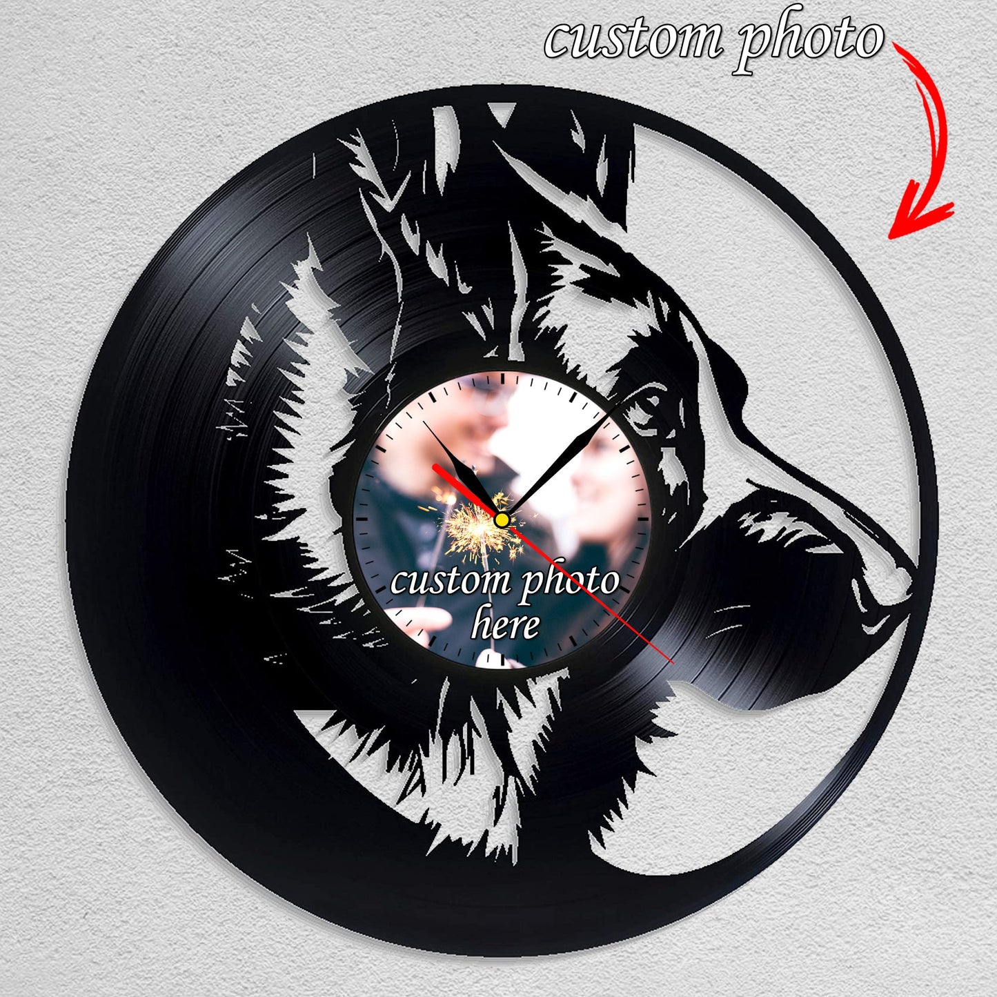 Personalized German Shepherd Pet Memorial Silent Wall Clock - Custom Photo Design