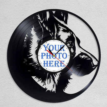 Personalized German Shepherd Pet Memorial Silent Wall Clock - Custom Photo Design