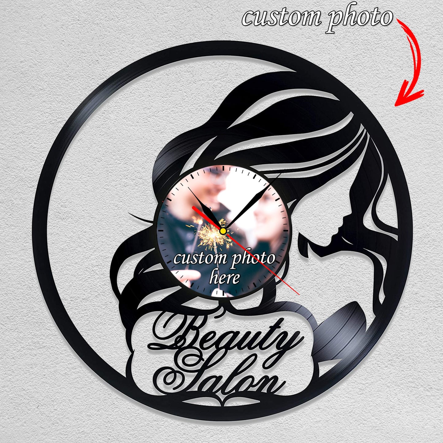 Personalized Beauty Salon Silent Wall Clock - Custom Photo Design