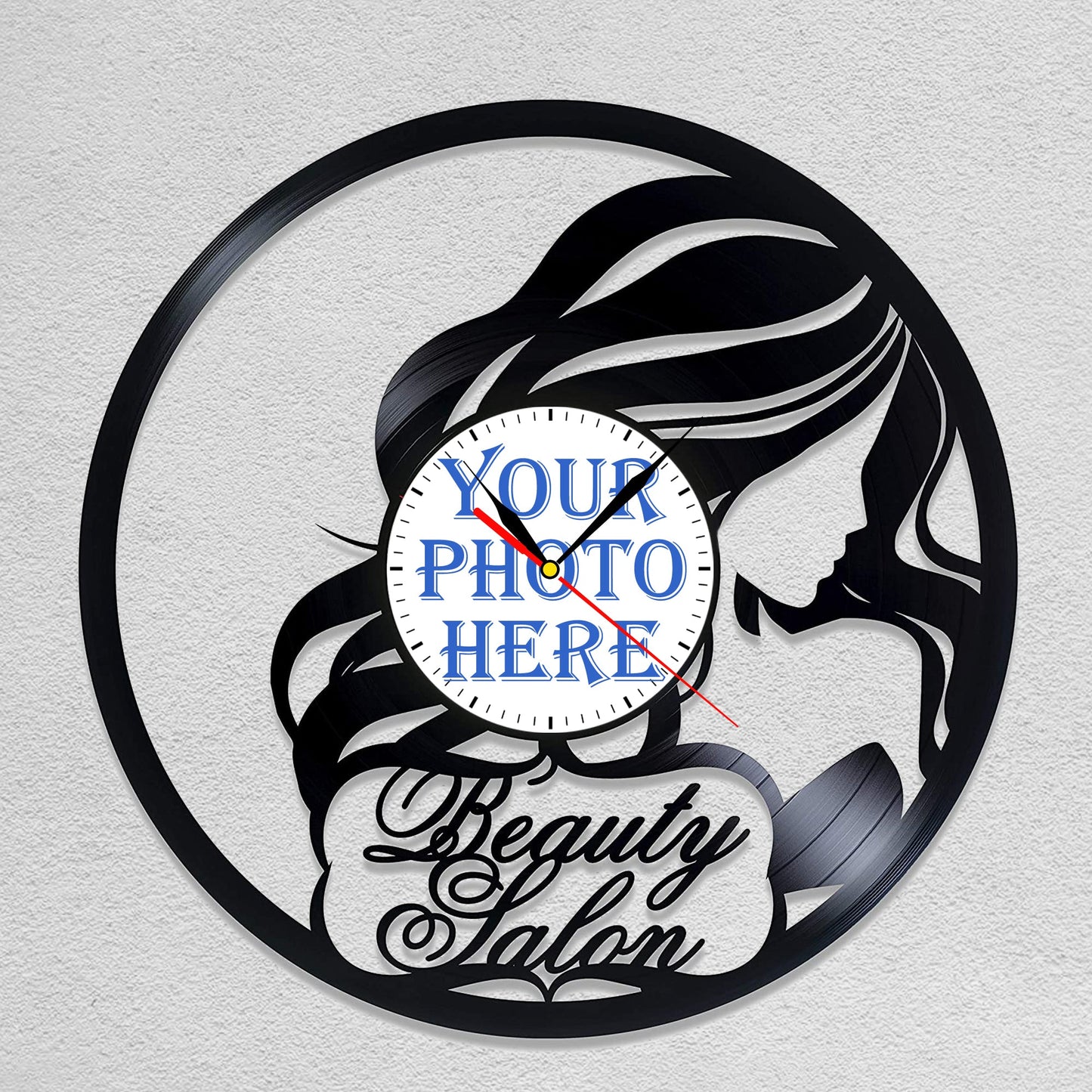 Personalized Beauty Salon Silent Wall Clock - Custom Photo Design