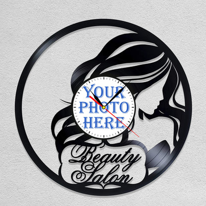 Personalized Beauty Salon Silent Wall Clock - Custom Photo Design