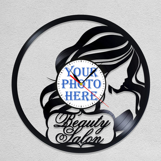 Personalized Beauty Salon Silent Wall Clock - Custom Photo Design