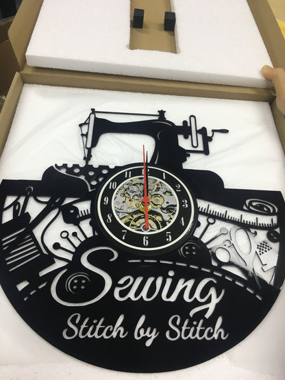 Sewing Theme Vinyl Record Wall Clock Gift for Taylor