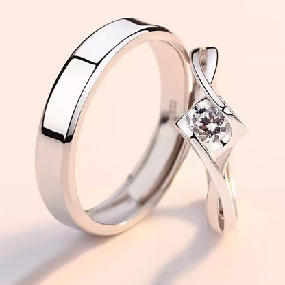 Matching His and Hers CZ Rings Set - Solid Sterling Silver
