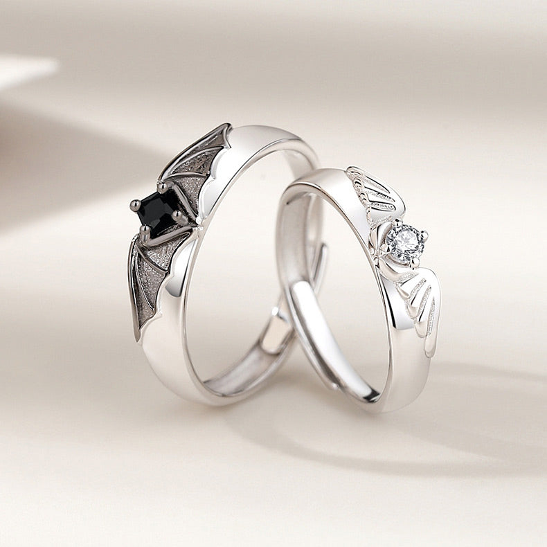 Two Ring Angel Custom Angel Demon Couple Rings Set for two Gullei.com