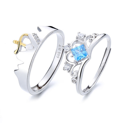 Custom King and Queen Crown Rings Set for Couples