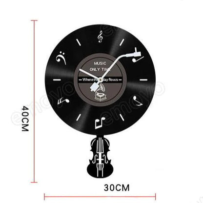 LP Record Pendulum Wall Clock — Vinyl, Silent (15.7x11.8 in)