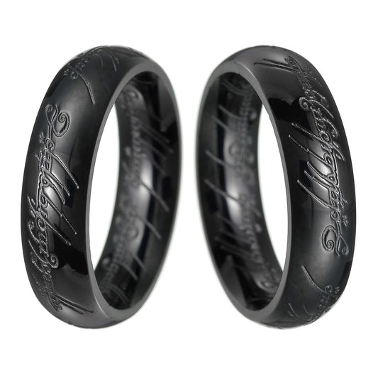 Lord of the Rings Style Couples Rings Bands Set of 2