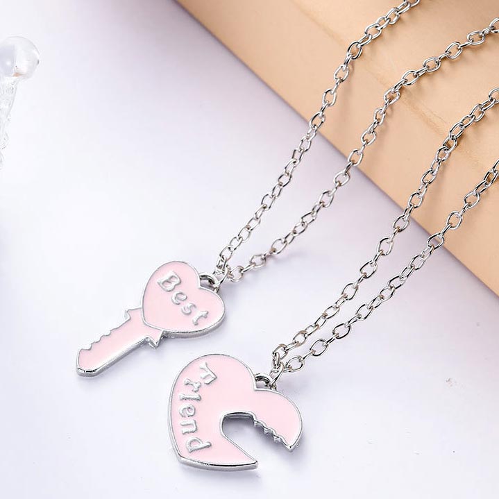 Best Friends Key Heart Necklaces Set for 2