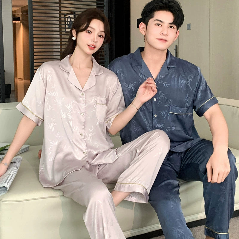 Oriental Bamboo Couple PJs - Long Sleeve Matching Set
