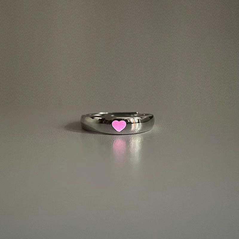Glow in Dark Matching Hearts Couple Rings Set