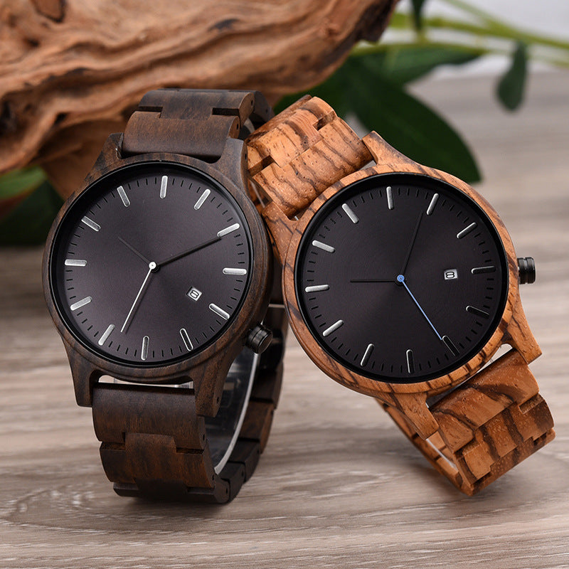 Matching Simple Wood Couple Watch Set with Custom Names