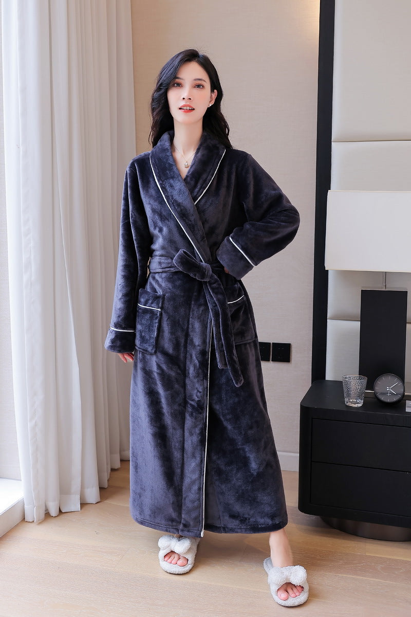 2-Piece Thickened Flannel Long Robes for Couples