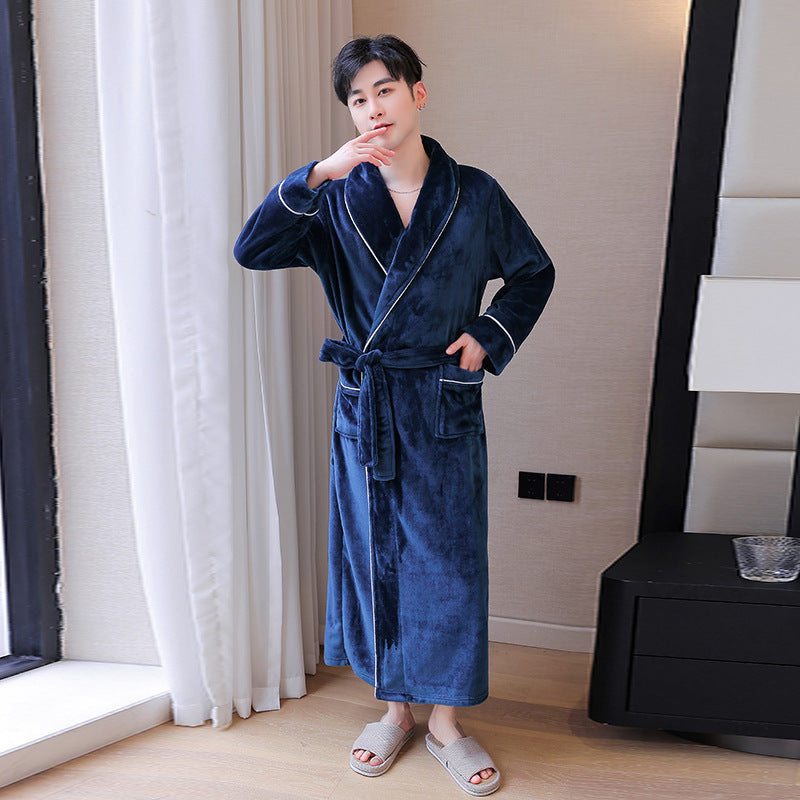 2-Piece Thickened Flannel Long Robes for Couples