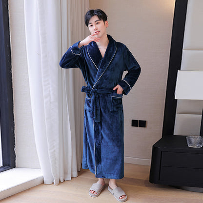 2-Piece Thickened Flannel Long Robes for Couples