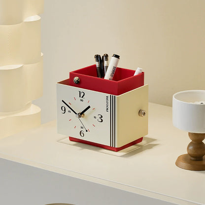 Silent Acrylic Desk Clock with Integrated Storage