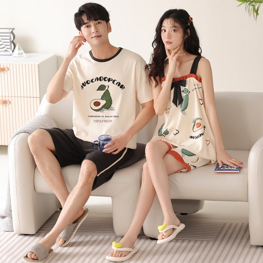 Couple Matching Summer Pajamas Sleepwear Set