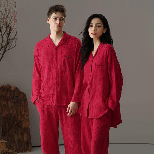 Red Christmas Pajamas Set for Couples - A-grade Cotton