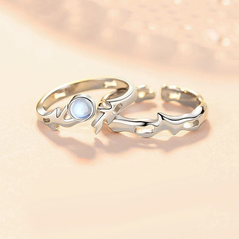 Custom Matching Moonstone Promise Rings for Couples